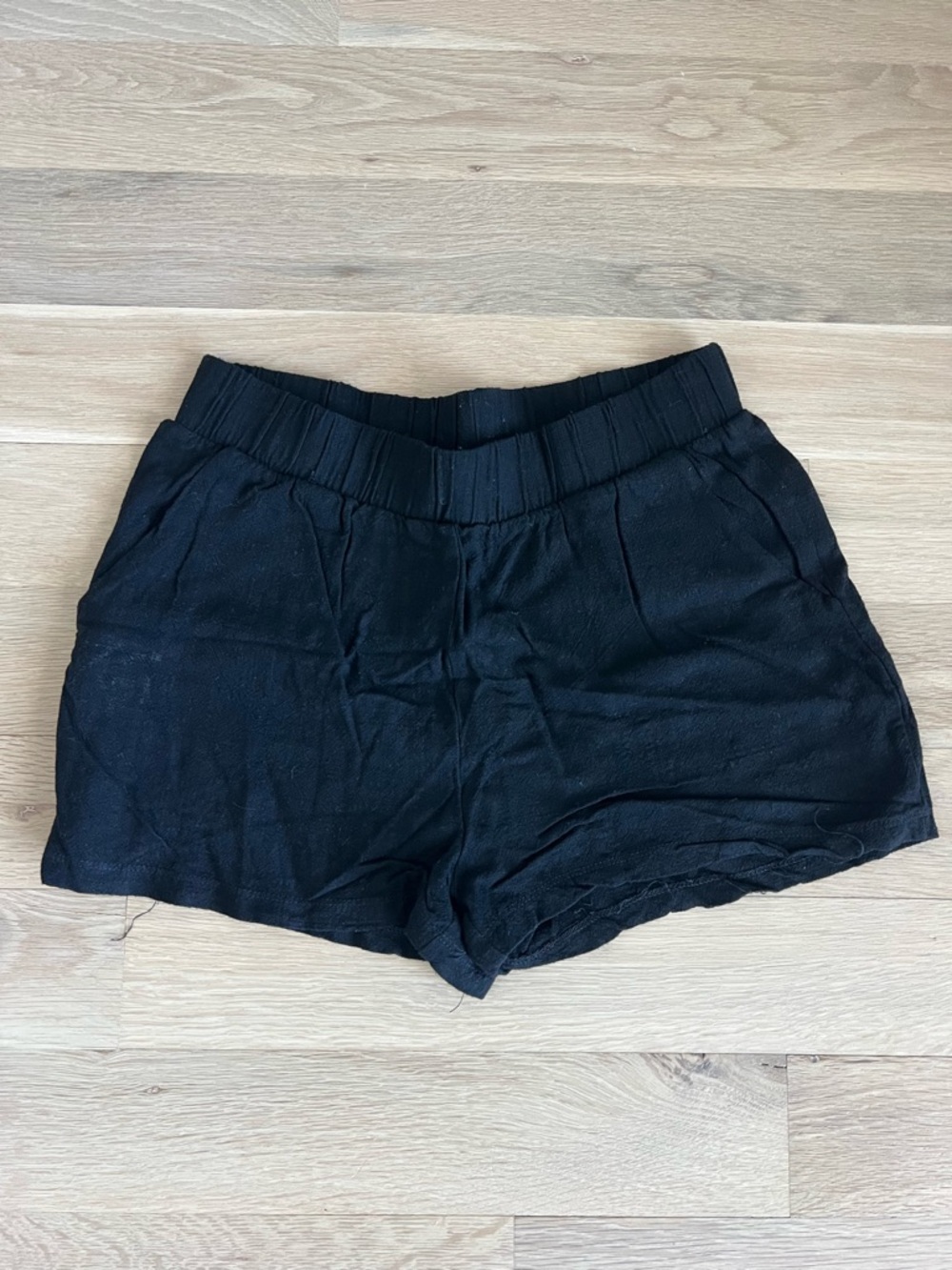 Candidly Chance Black Linen Shorts 🖤 Elastic Waist (S)